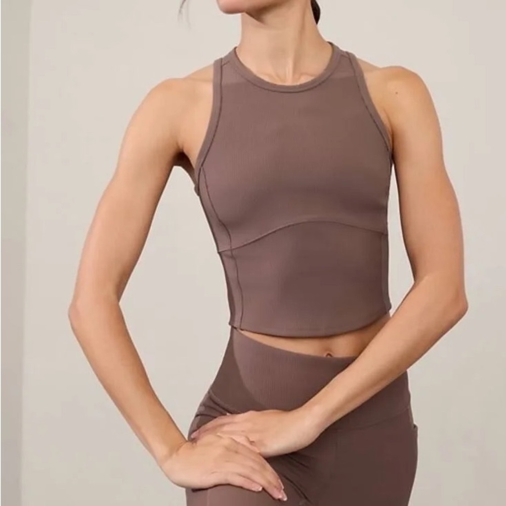 NWOT Athleta Salutation Rib Mix Tank Medium Smoky Rose Size L